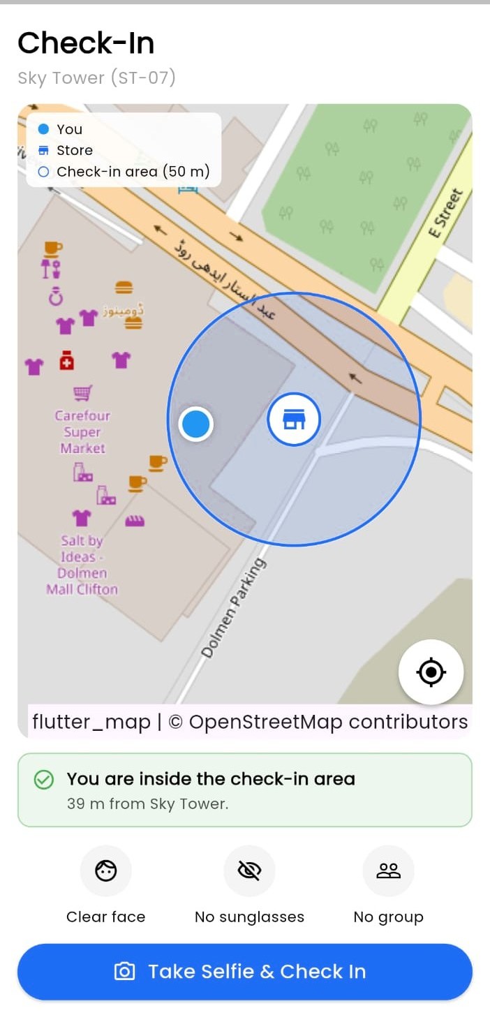 SelTek app: BA check-in with store location